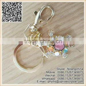 Fashion Designed Cheap Artificial Tortoise Keychain Diamond Key Ring thumbnail-5