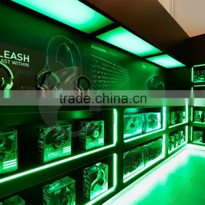 Hongjin Headphone Shop Transparent Showcase With Green Led Lights thumbnail-1