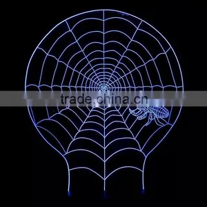 3D Optical Illusion Spider Web Night Lamp Night Light 10 Colorful LEDs Ultra-thin Acrylic Light Panel AA Battery or DC 5V thumbnail-6
