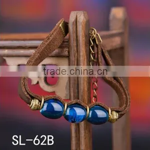 Genuine Leather Porcelain Face Bracelet thumbnail-5