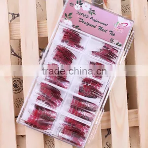 Wholesale 70pcs/box Airbrushed False Nail Glitter Full Cover Nail Tip thumbnail-2