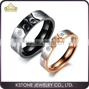KSTONE Real Love Carved Stainless Steel Engagement Wedding Couple Rings thumbnail-1
