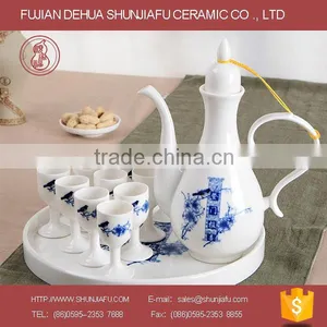 Chinese Traditional Style White Ceramic Wine Container Restaurant Decor thumbnail-2