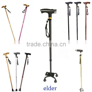 Aluminum Two Sections Ten Points Four Legs Telescopic Elder Walking Stick With Light thumbnail-2