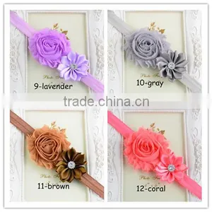 Solid Grosgrain Ribbon Headwear, Kids Girl Chiffon Flower Headband Elastic Hair Band Hair Tie Mixed Colors thumbnail-2