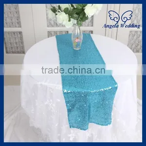 RU002C Custom Made Many Colors Available Sequence Decorative Metallic Light Blue Aqua Blue Sequin Table Runner thumbnail-3