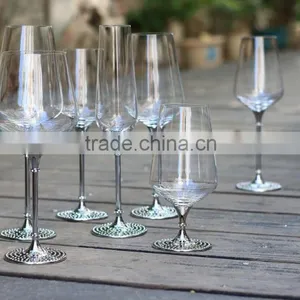 Glassware Manufacturer Handmade Wendding Decoration Elegant Goblet Glass Crystal Glass With Silver Stem Crystal With Diamond thumbnail-2