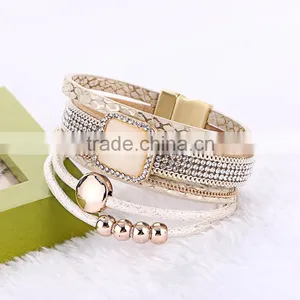 Multilayer Rhinestone Magnetic Korea Velvet Crystal Wrap Bracelet thumbnail-2
