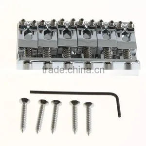 Guitar Parts 65mm Chrome 6 Strings Saddle Hardtail Bridge Top Load thumbnail-1