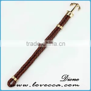 DIY Jewelry Fashion Bracelet Mens Navy Nautical Braided Leather Anchor Bracelet thumbnail-5