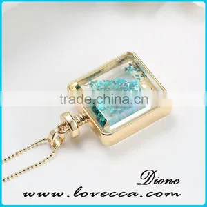 Fashion Real Flower Special Charm Jewelry Silver Plated Square Necklace thumbnail-3