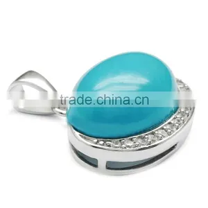 Wholesale 925 Silver Jewelry Jewelry Natural Stone Big Turquoise Pendant Design thumbnail-2
