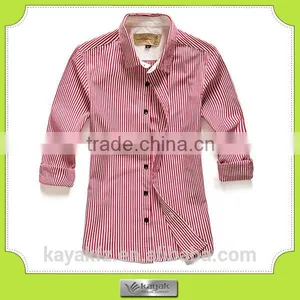 Custom Red Stripe Men's Cotton Long Sleeve Casual Shirt thumbnail-1