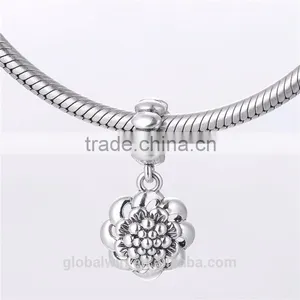 Blooming Royal Flower Pendant Oxidized 925 Silver Charm Custom Made Charms Wholesale New Design Ring Pendant Fit for Bracelet thumbnail-1