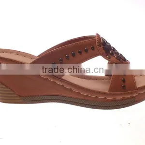 Ladies Soft pu Upper Shoes Mid Wedge Slippers thumbnail-1