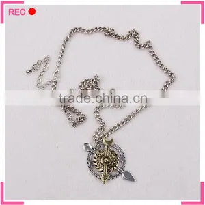 Punk Necklace With Compass Pendant, Imitate Antique Silver Meaningful Pendant Necklace thumbnail-1