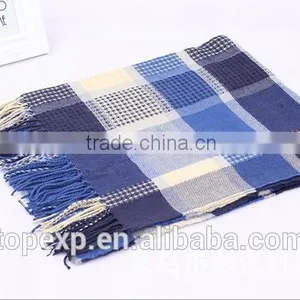 Unisex Knitted Check Tassels Acrylic Scarf thumbnail-3