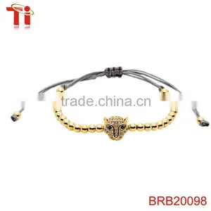 Gold Plating Copper Beads Marble Bead Bracelet Bead Woven Bracelet, Leopard Head Bracelet thumbnail-2