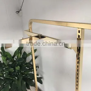 Gold Clothing Rack/single Bar Metal Used Clothing Racks for Sale/gold Color Clothes Rack thumbnail-3