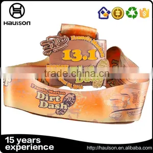 Antique Gold Iron Half Marathon Running Medal With Soft Enamel and Epoxy thumbnail-4
