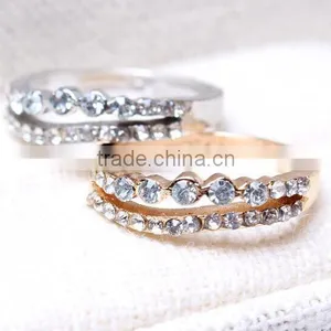 Double Coulour All Crystal Alloy Little Finger Rings thumbnail-3
