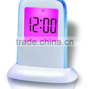 Pushing Panel Seven Color Changing LED Wake up Digital Table Alarm Clock thumbnail-1