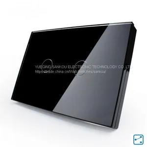US Two Gang Two Way Crystal Glass Panel Touch Switch,50HZ/60HZ Wall Switch thumbnail-5