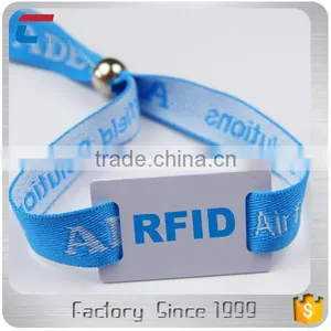 Big Size 400x15mm 450x15mm Adult Custom Woven Rfid Cloth Wristbands thumbnail-1