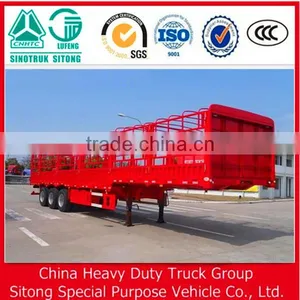 High Quality 3 Axle Mechanical Suspension Double Tires , Wood Floor Fence / Grid / Stake Side Wall Semi Trailer for Sale thumbnail-3