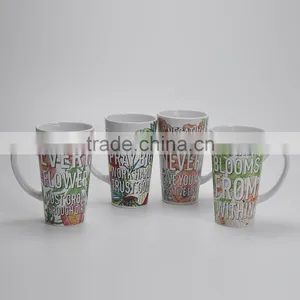 16oz V-Shape Coffee Mug, Stoneware With Decal Printing thumbnail-2