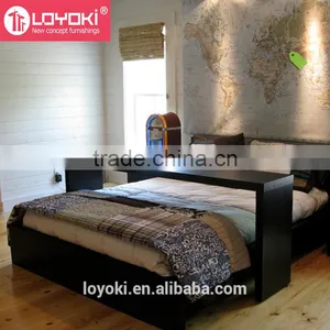 New Design MDF Wood Moveable Bed Side Table With Glossy Finished Occasional Table With Wheels Over Bed Table thumbnail-3