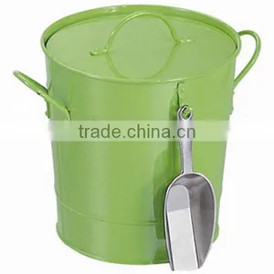 Wholesale Portable Power Coated Metal Ice Bucket Beer Drink Wine Cooler With Scoop thumbnail-6