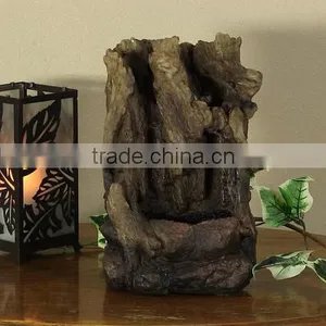 Hollowed Log Tabletop Water Fountain With LED Light thumbnail-1