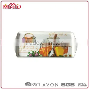 Novelty Lightweight Multi-functional Rectangular Honey Bottle Printed Plastic Melamine Herbal Tea Serving Tray thumbnail-1