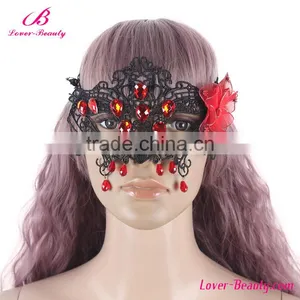 Helloween Day Half Face Masquerade Masks With Bead thumbnail-1