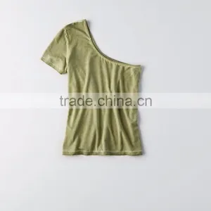 MGOO Sexy One Shoulder T-Shirt Summer Cotton Tank Tops Popular Wholesale Women Fashion Tops thumbnail-4