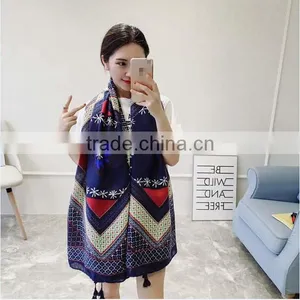 Korean Style 2017 New Style Girl Scarf Cotton Material Sun-block at the Seaside Outdoor Popular Yong Ladies Muffler thumbnail-3