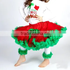 Wholesale Christmas PettiSkirts Elastic Waistband Skirts Girls Chiffon Skirts Red and Green Skirts Boutique Fluffy Pettiskirt thumbnail-1