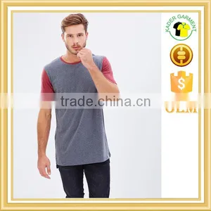 Tri Blend Side Splits Long Line t Shirt,raglan Sleeve Fitted Tall Tee for Men thumbnail-1