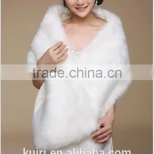 Best Deal New Fashion White Colour Trendy Bride Wedding Dress Faux Fur Shawl Wedding Shawl Streamer Gift thumbnail-1