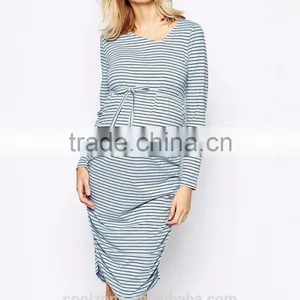 Close Cut Bodycon Fit Long Sleeve Maternity Dress for Pregnancy thumbnail-2