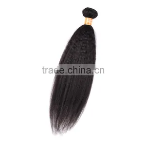 New Style Natural Colored Top Quality Indian Kinky Straight Yaki Hair Weave thumbnail-4