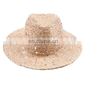 Wholesale Unisex Fashion Design Supreme Summer Raffia Panama Straw Boater Hat thumbnail-2