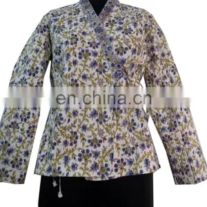 Indian Reversible Block Printed Cotton Quilted Jacket Wholesale Lot Short Coat thumbnail-1