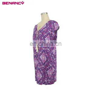 OEM Factory Price Indonesia Rayon Tile Print Tunic Dress thumbnail-3