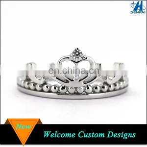 China Engagement Ring Diamond Silver Princess Crown Ring For Wedding thumbnail-1