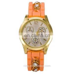 Best Sell Geneva Silicone Rubber Jelly Gel Quartz Sports Wrist Watch thumbnail-3