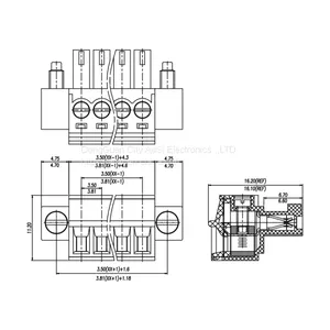 PCB Plug in Socket Cable Connector Terminal Block 3.5mm Pitch Female Power Connector With Screw Hole 30A UL EC381VM thumbnail-3