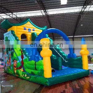 Children Jungle Forest Animal Cartoon Theme Slide / Inflatable Home Bounce House for Sale thumbnail-5