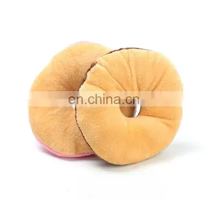 Donut Shaped Pet Toy Plush Stuffed Squeaky Eco Dog Donut Toy thumbnail-5